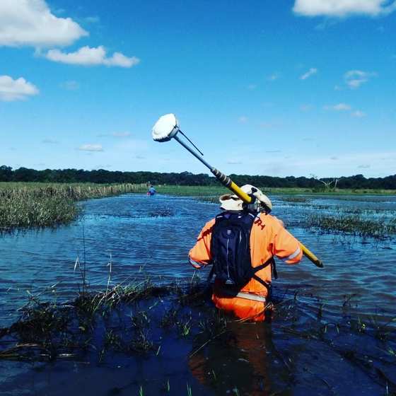 Levantamento GNSS em área alagada